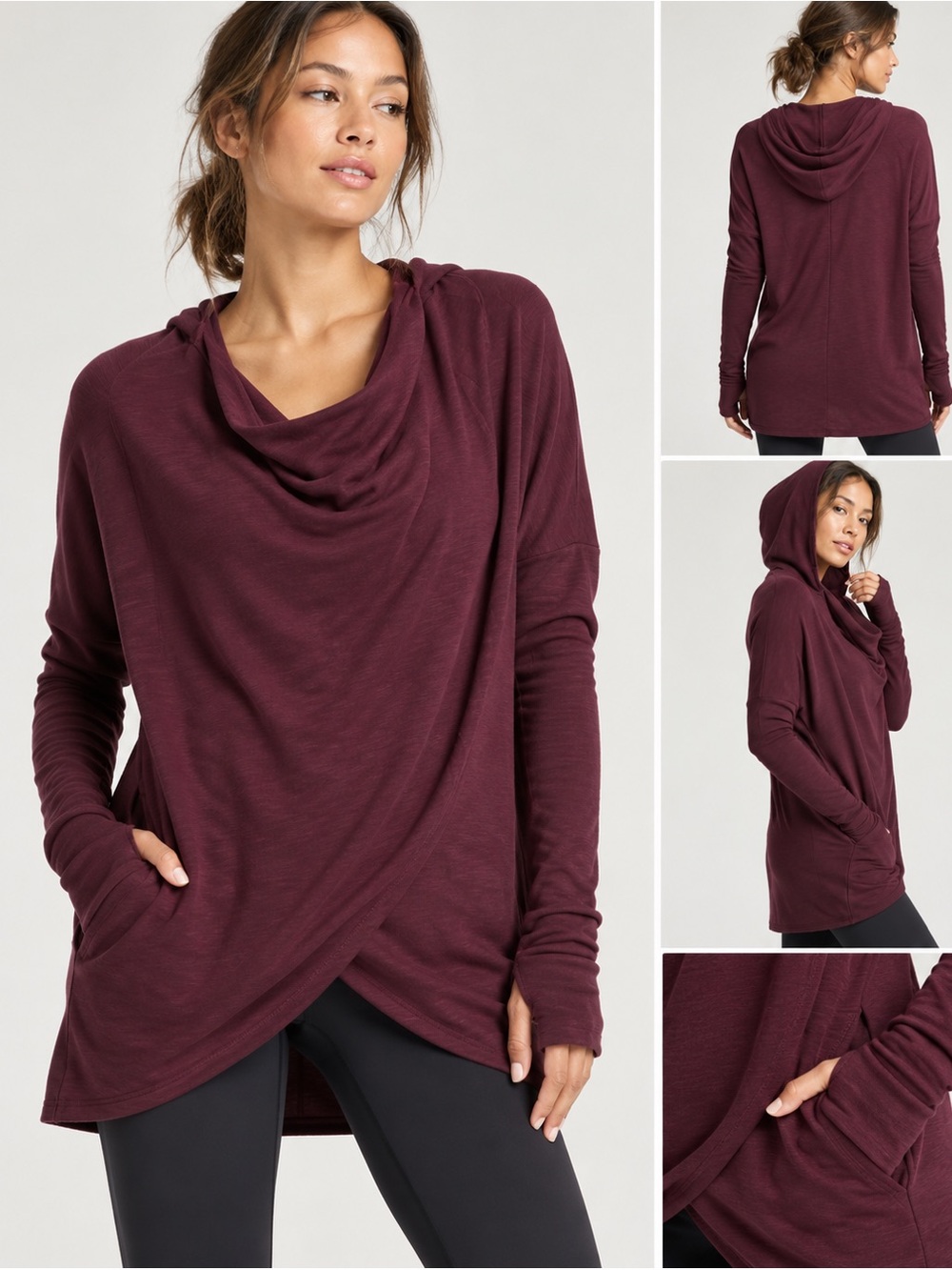 Athleta oversized purana top in burgundy size large